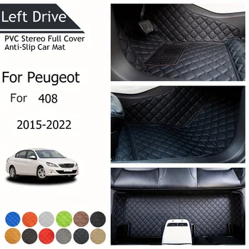 TEGART 【LHD】Peugeot for 408 2015-2022 trijų sluoksnių PVC stereo pilnas dangtelis neslystantis automobilio kilimėlis automobilių grindų kilimėliai automobilių aksesuarai