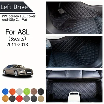 TEGART 【LHD】Skirta Audi A8L(5seats) 2011-2013 trijų sluoksnių PVC stereo pilno dangtelio neslystantis automobilio kilimėlis Automobilių grindų kilimėlis Automobilių priedai