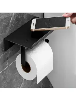 Tualetinio popieriaus laikiklis Higieninio popieriaus sieninis laikiklis be gręžimo Ritininio popieriaus rankšluosčių dozatorius su telefono lentyna vonios kambario virtuvei