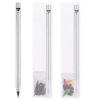 U75A 1PC metalinis rašalinis pieštukas, pieštukas, daugkartinio naudojimo amžinas pieštukas, keičiamas antgalio pieštukas su keičiamu antgaliu