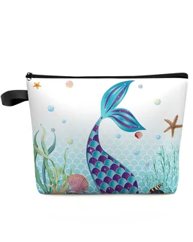 Undinėlės uodega Vandenyno koralų lukštas Starfish makiažo krepšys Maišelis Kelionės būtiniausi daiktai Moteriški kosmetikos krepšiai Organizatorius Laikymo pieštukų dėklas