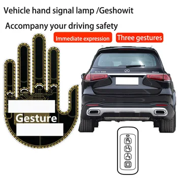 Universal Fun Car Middle Finger LED lemputė su nuotoliniais automobilių įtaisais ir įniršio kelyje ženklas Juokingi galinio lango ženklas Automobilių priedai