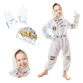 Vaikai Astronautas Jumpsuit Spaceman Vaidmenų kostiumas Šalmas Kalėdų karnavalo vakarėlis Cosplay Kids Raketiniai kosminiai kostiumai