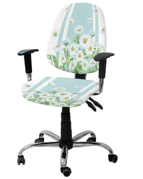 Vasaros gėlės Ramunės Akvarelė Mėlyna Elastingas fotelis Kompiuterio kėdės užvalkalas Nuimamas biuro kėdės užvalkalas Padalinti sėdynių užvalkalai