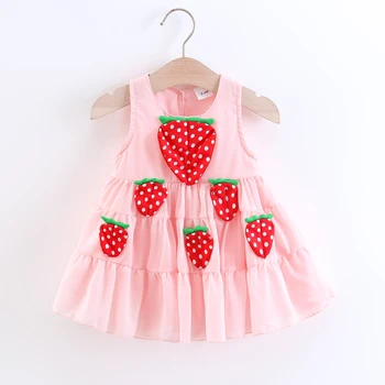 Vasaros stiliaus mergaitės suknelė 0-3 metų mergaitės uogų sijonas kūdikis be rankovių šifono sijonas mergaitės princesės sijonas