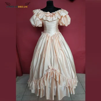 Viktorijos laikų 1860-ųjų suknelė Pilietinio karo rožinė rutulinė suknelė Viduramžių princesės vestuvinė suknelė Vintažinė svajinga elegantiška vakarinė suknelė pagal užsakymą