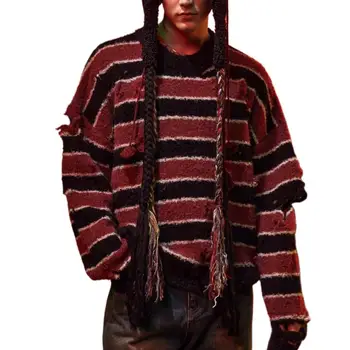 Vintage Do Old Wasteland drabužiai dryžuotas megztinis vyrams ir moterims žiemą