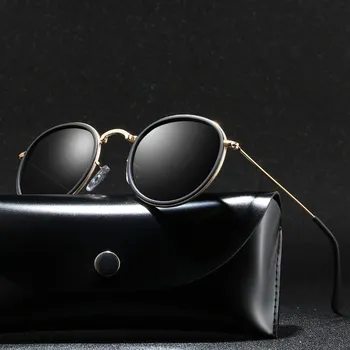 Vintažinis prekės ženklo dizainas Vyrų poliarizuoti akiniai nuo saulės Mada Apvalus metalinis rėmas Polaroid Vairuojantys akiniai nuo saulės Vyriški akiniai UV400 Akiniai