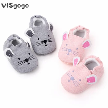 VISgogo Cute Baby Girl Boys Shoes Cartoon Flats Infant Soft Sole First Walker Crib Batai vakarėlių festivaliui Baby Shower