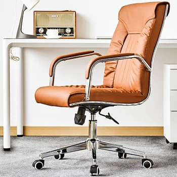 Vykdomoji ergonomiška biuro kėdė Atlošas Pagalvėlės oda Reguliuojamas darbas Pasukama kėdė Lounge Profesionalūs Silla Plegable baldai