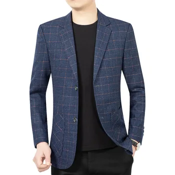 Vyrai Plediniai švarkai Kostiumai Striukės Naujas vyriškas korėjietiškas dizainas Tranšėjos paltai Vyrų verslas Laisvalaikis Slim Fit Blazers Paltai Vyriški drabužiai