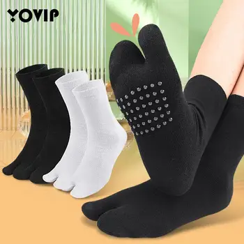 Vyriškos ir moteriškos medvilnės dviejų pirštų kojinės su šlepetėmis ir klumpėmis Pado silikoninės neslystančios lėto slėgio padalintos kojinės
