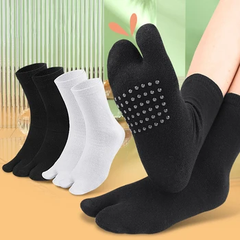 Vyriškos ir moteriškos medvilnės dviejų pirštų kojinės su šlepetėmis ir klumpėmis Pado silikoninės neslystančios lėto slėgio padalintos kojinės