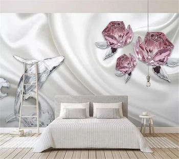 wellyu Custom wallpaper papel de parede Trimatis modernus minimalistinis krištolo rožė delfinų šilkas TV fono siena
