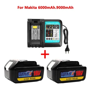 WIth įkroviklis BL1860 įkraunama baterija 18 V 6-9mAh ličio jonai, skirti Makita 18v baterijai 6ah BL1840 BL1850 BL1830 BL1860B LXT400
