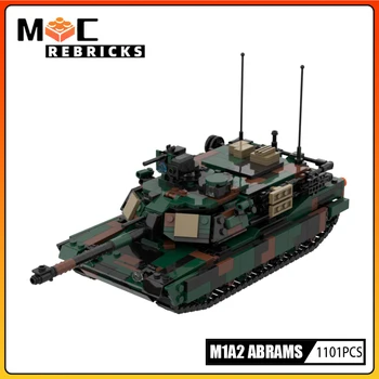 WW2 Military Series M1 Tank Armor Model Vehicle MOC Building Block Loadable Soldier role Assembly Model Bricks Kids Žaislų dovana