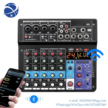 yyhc Profesionalus nešiojamų vokalinių efektų maišytuvas 6 kanalų skaitmeninė garso muzika Garso plokštė DJ konsolė A6