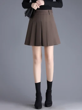 ZUZK Seksualūs plisuoti mini sijonai Korėjos mados ruduo Žiema aukštu juosmeniu Ponios Juodas plisuotas sijonas Moteriškas kostiuminis sijonas Jupe Girls Y2K