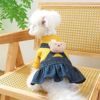 Šuniukas Princesės suknelė Žiema Ruduo Šiltas megztinis Augintinis Mielas sijonas Mažas šunų pakinktai Kačių mada Minkštas megztinis Jorkšyras Pomeranijos