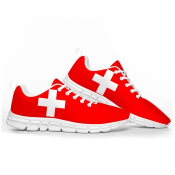 Šveicarijos vėliava Sportiniai bateliai Vyrai Moterys Paaugliai Vaikai Vaikai Sportbačiai Šveicarija Casual Custom Aukštos kokybės poros batai