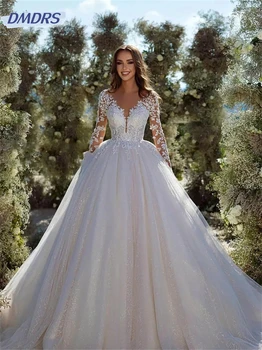 Žavinga vestuvinė suknelė nuo pečių 2024 m Elegantiška aplikacijos rutulinė suknelė Prabangus grindų ilgio nuotakos chalatas Vestidos de Novia