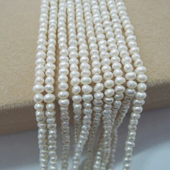 3-4 mm MINI GĖLAS VANDUO šalia apvalių PERLŲ KAROLIUKŲ,100% NATURE gėlavandenių perlų medžiaga su beveik apvalia forma-AA kokybė-2-5 MM