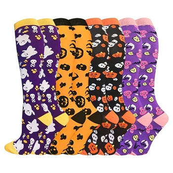 4 Helovino kompresinių kojinių pora moterims ir vyrams Helovino dėvėjimo festivalio aksesuarai