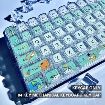 84 Key Astronaut Cartoon XDA Hight Key Cap,Mechaninis klaviatūros klavišų dangtelis,Asmenybės kryžminis velenas Universalus skaidrus klavišų dangtelis