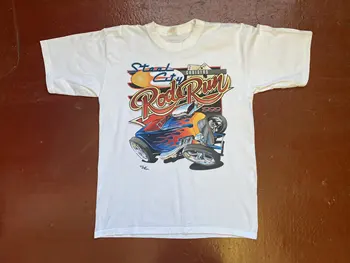 90s marškinėliai Steelcity Rodrun Custom Car Hotrod Racing marškinėliai