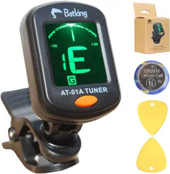 Batking Guitar Tuner Rotatable Clip-on LCD Display for Chromatic Acoustic Bass Ukulele (AT-01A)