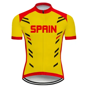 Ispanija Dviračių marškinėliai trumpomis rankovėmis, kelių MTB dviračių nuokalnės apranga, dviratininko marškinėliai, žygių sportas, geltonas viršus, vasaros viršus