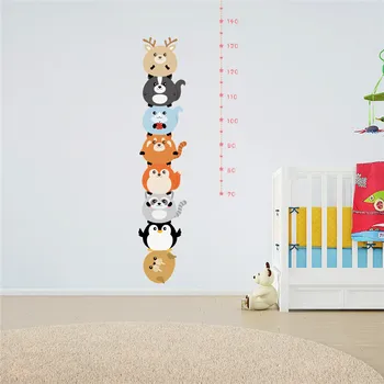 Mielas gyvūnų aukščio matas Sienų lipdukai vaikams Kambario dekoravimas Animacinis filmas 