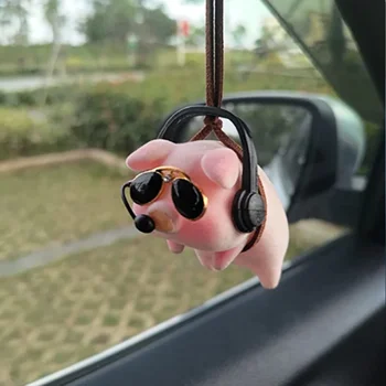 Mielas Kiaulės automobilio aksesuaras Sūpynės pakabukas Automatinis galinio vaizdo veidrodėlis Pakabukai Gimtadienio dovanų dekoro papuošalai