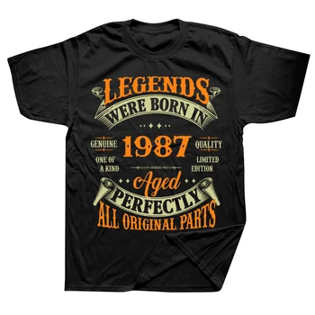 Naujovė Legenda Gimė 1987 m. Marškinėliai Grafika Medvilnė Gatvės drabužiai Trumpomis rankovėmis Gimtadienio dovanos Vasaros stiliaus marškinėliai Vyriški drabužiai
