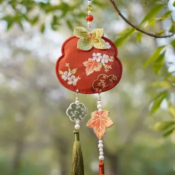 retro kinų Hanfu juosmens pakabukų siuvinėjimas Persimonas Klevo lapų kutas Juosmuo Kabanti dekoracija Hanfu moteriški aksesuarai