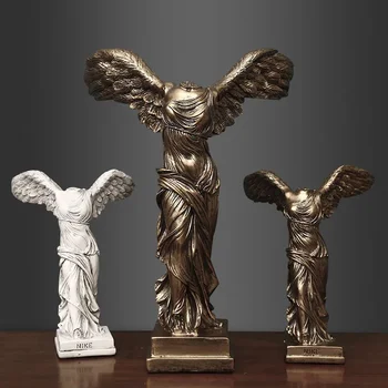 Retro pergalės deivės dervos statula, svetainė, televizoriaus spintelės įėjimas, miegamojo biuro darbalaukio dekoravimas, namų angelų sparnų amatai