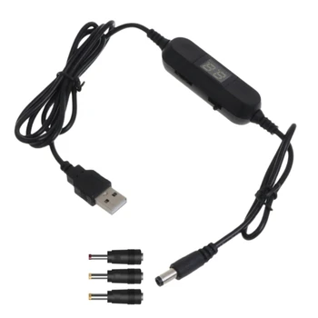 USB 5V iki 1.5V 3V 4.5V 6V 7.5V 9V 12V 2.5mm / 3.5mm / 4.0mm / 5.5mm reguliuojamas kabelis su LED Dislpay žaisliniams žaidimams